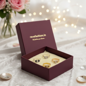 Set of 4 Premium Adjustable Crystal Rings - Rose Gold, Silver & Gold Finish