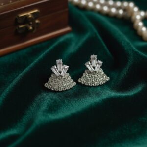 Art Deco Fan-Shaped Crystal Stud Earrings
