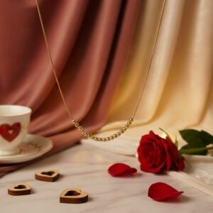 Golden Meridian Bead Necklace – Minimalist Snake Chain with Integrated Polished Spheres