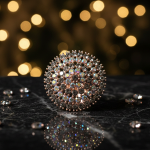 Celestial Aurora Multi-Sparkle Crystal Cocktail Ring with Rose-Gold Finish