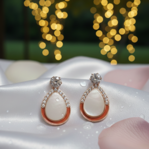 Elegant Rose-Gold Teardrop Earrings with Mother-of-Pearl Inlay
