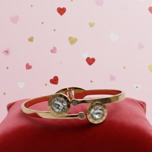 Polished Gold-Toned Hinged Bracelet with Roman Numeral