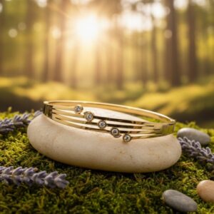 Polished Gold-Toned Hinged Bracelet